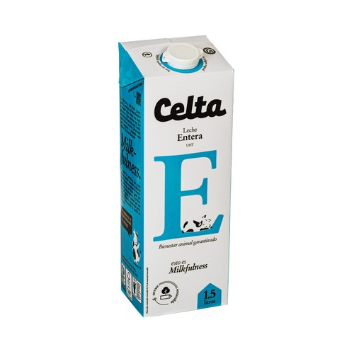CELTA Leche entera de vaca con bienestar animal garantizado 4 x 1.5 l.