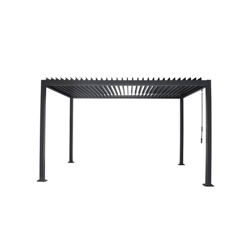 Pérgola bioclimática de acero de 3x4 m, acabado gris, MOTIF INDOOR.
