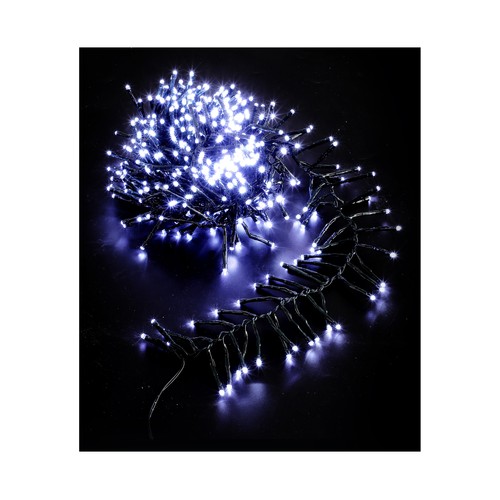 Guirnalda de luces Blanco Puro Cluster con 600 Led y 9 funciones, para interior y exterior, ideal para fiestas y decoración de Navidad, ACTUEL