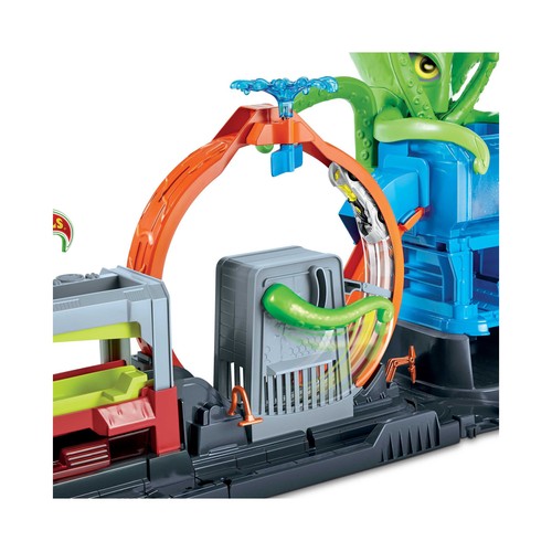 Circuito de coches Lavadero con 1 vehículo Color Reveal incluido, HOT WHEELS