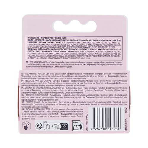 COSMIA Sensitive+ Recambios de cuchillas depilación femenina, para pieles sensibles 3 uds