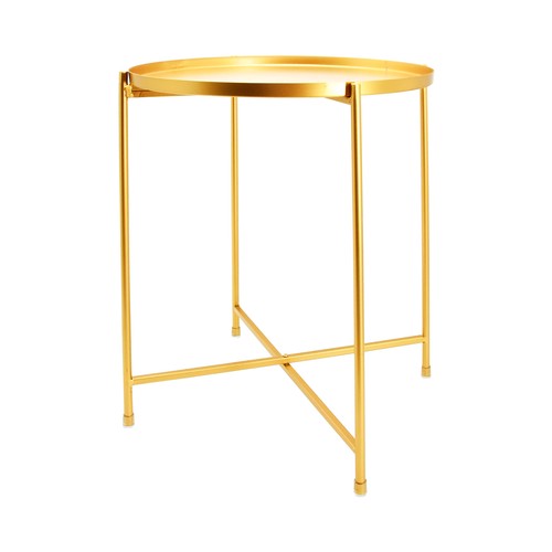 Mesa auxiliar plegable ALCAMPO de 46x46x52cm, color oro.