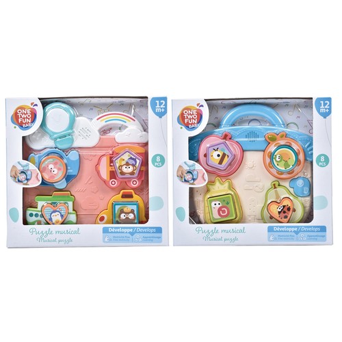 Puzzle Sorpresa Musical con Formas, ayuda al desarrollo de la motricidad fina y el aprendizaje, modelos surtidos +12 Meses ONE, TWO FUN Baby