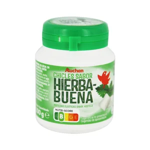 PRODUCTO ALCAMPO Chicles sabor a hierbabuena sin azúcar 70 grageas 100 g.