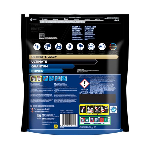 FINISH Capsulas de lavavajillas máquina ultimate finish 46 dosis 640g