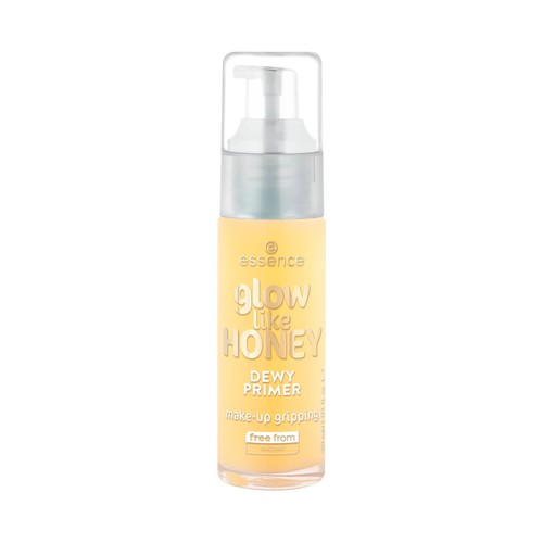 ESSENCE Glow like honey tono miel claro amarillento Prebase en gel hidratante con acabado luminoso.