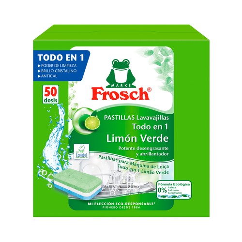 FROSCH Lavavajillas esencia a limón verde -  pastillas 50ds.