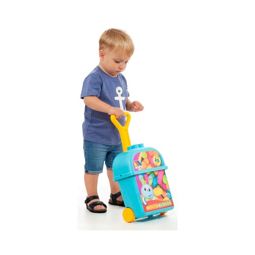 Carrito azul con 20 bloques, MOLTO.