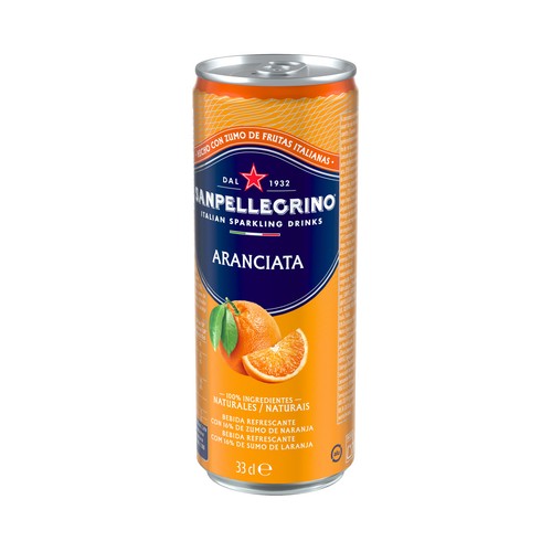 SANPELLEGRINO Agua con gas y zumo de naranja lata 33 cl.