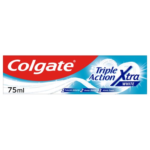 COLGATE Xtra white Pasta de dientes con flúor y triple acción (anticaries, blanqueante y aliento fresco) 75 ml.