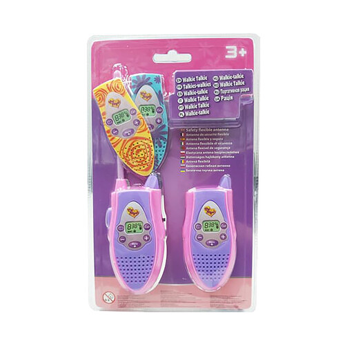 Cojunto de 2 walkie talkie infantiles color rosa y morado, incluye 2 carcasas intercambiables, JUGUETS.