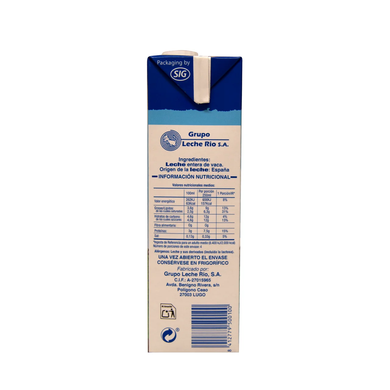 L.R. Leche entera 6 x 1 l.