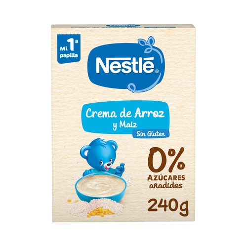 NESTLÉ Papilla de maiz y arroz, elaborada sin gluten, a partir de 4 meses 240 g.