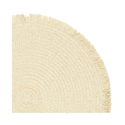 Mantel individual redondo con flecos color beige, HOME DECO FACTORY.