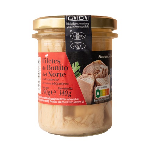 PRODUCTO ALCAMPO Collection Bonito del Norte en escabeche MSC (Pesca sostenible certificada) 140 g. Producto alcampo