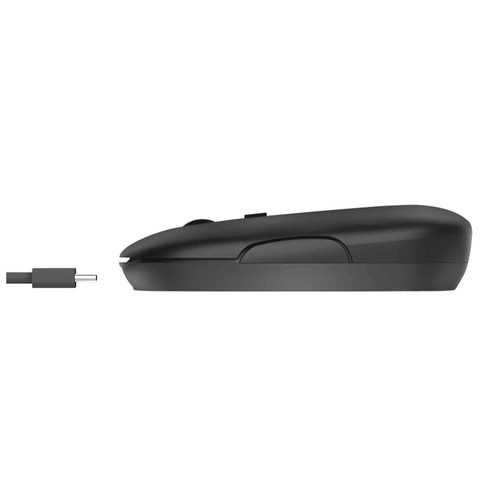 Ratón inalámbrico recargable TRUST Puck negro, ultrafino, silencioso, carga cable Usb..
