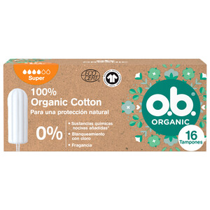O.B. Tampones super sin perfume, fabricados con algodón 100% orgánico O.B. Organic 16 uds.