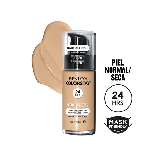 REVLON Colorstay Tono 180 Sand beige. Base de maquillaje líquida y de larga duración, para pieles mixtas a grasas.