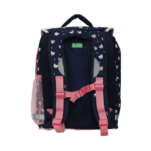 Mochila de 38cm con solapa, varios compartimentos, gatos, ALCAMPO.