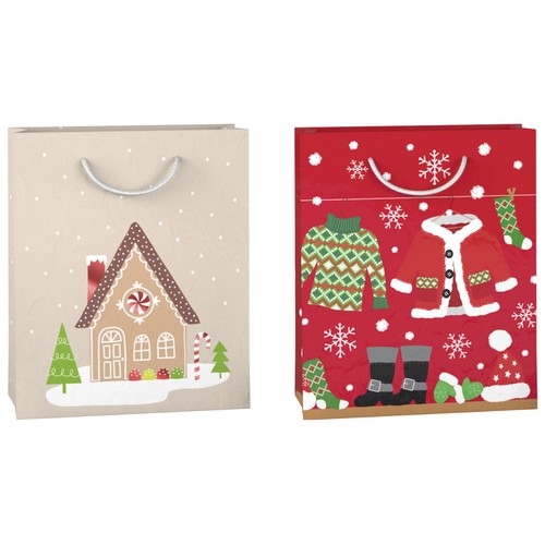Bolsa de regalo tamaño M modelos surtidos Navidad, AUCHAN