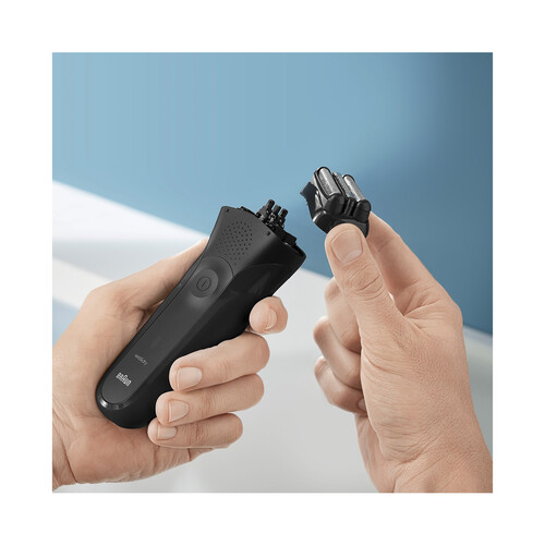 Afeitadora eléctrica BRAUN 300TS, alimentación con o sin cable, uso en seco, 2 láminas SensoFoil, recortadora intermedia, incluye bolsa.