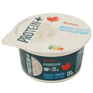AUCHAN Protein + Queso fresco granulado (cottage) con alto contenido en proteina 200 g. Producto Alcampo