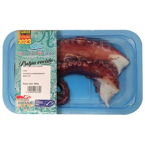 ANTONIO Y RICARDO Patas de pulpo congeladas procedentes de pesca sostenible certificada (MSC) 200 g.