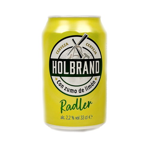 HOLBRAND Cerveza radler con zumo de limón lata 33 cl.