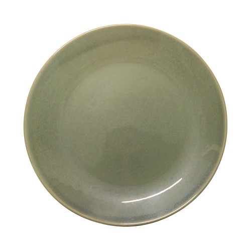 Plato de postre de gres color verde, 20cm. ACTUEL.