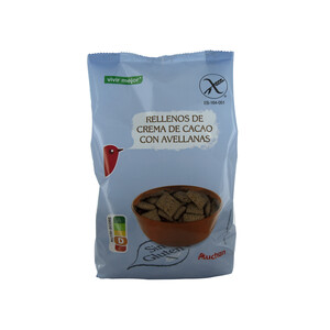 PRODUCTO ALCAMPO Cereales rellenos de crema de cacao con avellans sin gluten PRODUCTO ALCAMPO 400 g.