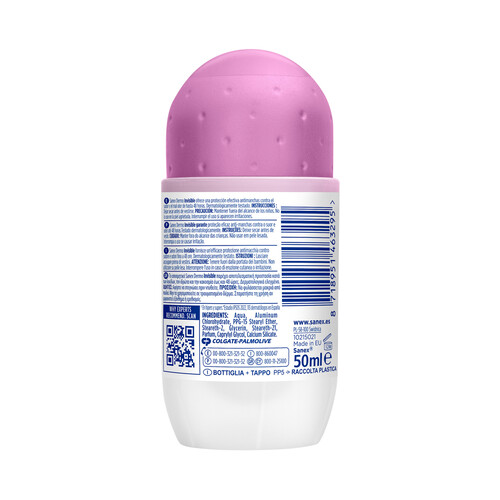 SANEX Desodorante roll on para mujer, con protección anti transpirante hasta 48 horas SANEX Dermo invisible 50 ml.