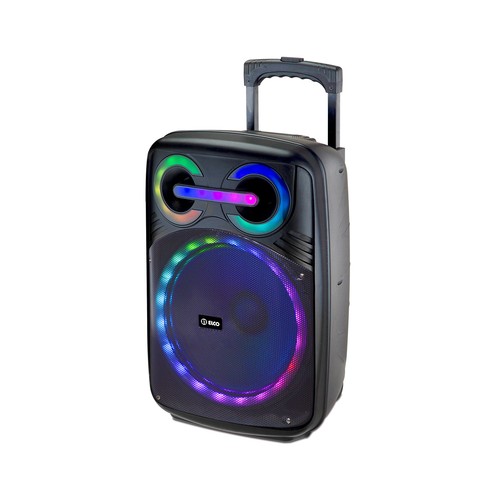 Trolley Karaoke ELCO PDT-152, bluetooth, alimentación por batería, subwoofer 15" + micrófono inalámbrico.