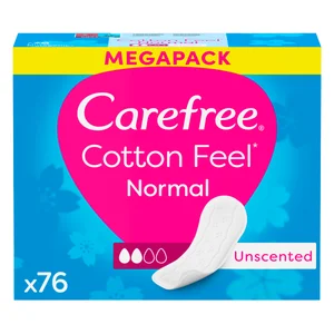 CAREFREE Cotton fell Salvaslips normales, sin fragancia, para todo tipo de bragitas 76 uds.