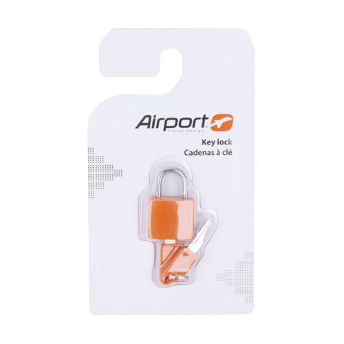 Candado de viaje naranja con llave, AIRPORT ALCAMPO.