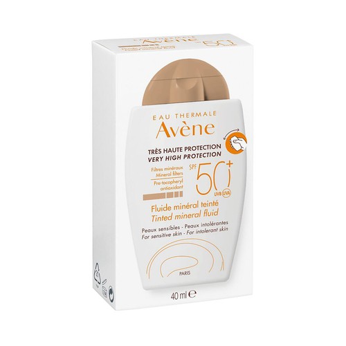THERMALE AVÉNE Fluido mineral con color y FPS 50+ (muy alto), para pieles sensibles 40 ml.