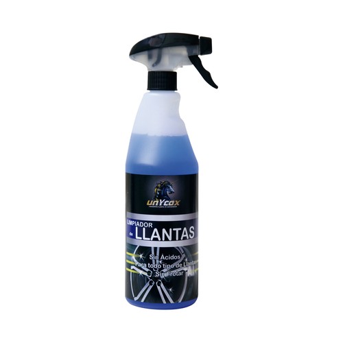 Limpia llantas desengrasante y abrillantador en spray, 750ml, UNYCOX.