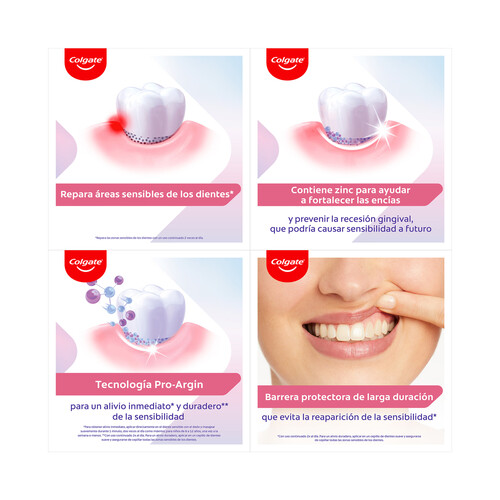 COLGATE Sensitive Pasta de dientes con flúor y que ayuda a mejorar el esmalte, especial dientes sensibles 2 x 75 ml.