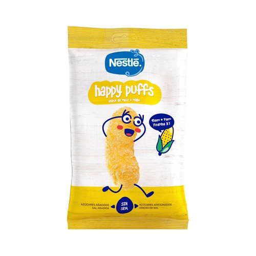 NESTLÉ Snacks a base de maíz, para bebés a partir de 1 año NESTLÉ Happy puffs 28 g.