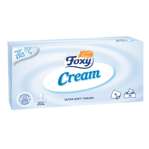 FOXY Tissues de celulosa faciales FOXY Cream 75 uds.