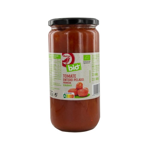 ALCAMPO ECOLÓGICO Tomate entero pelado al natural ALCAMPO ECOLÓGICO tarro de 400 g.