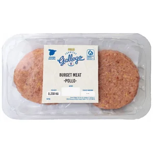 Bandeja con burger meat de pollo de origen español GALLEGO 2 x 115 g.