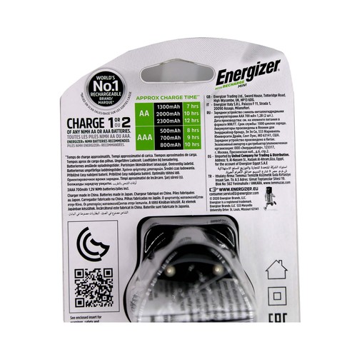 Cargador de pilas del tipo AA/AAA + 2 pilas del tipo AAA con carga de 850 mAh ENERGIZER Mini.