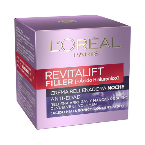 L´ORÉAL PARIS Crema anti-edad y rellenadora de noche con ácido Hialurónico L'ORÉAL PARIS Revitalift filler 50 ml.