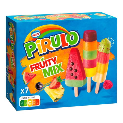 PIRULO Fruity mix de Nestlé Polos con divertidas formas y sabores a frutas 7 uds.