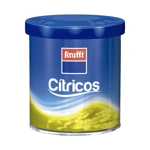 Ambientador en gel para coche, en envase de lata con dosificador y con olor a cítricos KRAFFT.