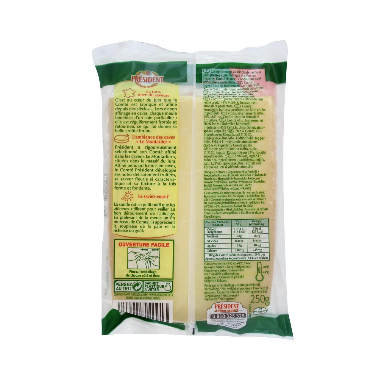 PRÉSIDENT Queso comté PRÉSIDENT 250 g.