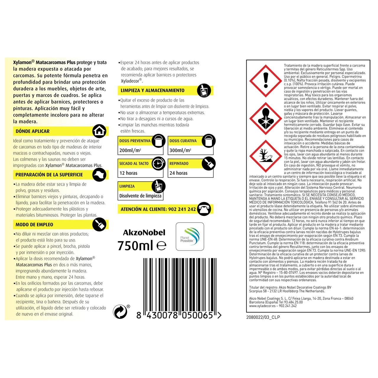XYLADECOR Tratamiento especial anti carcoma 750ml.