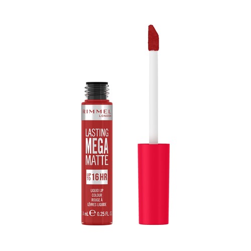 RIMMEL Lasting mega matte tono 500 Fire starter Pintalabios líquido de larga duración (16 horas) con acabado mate.