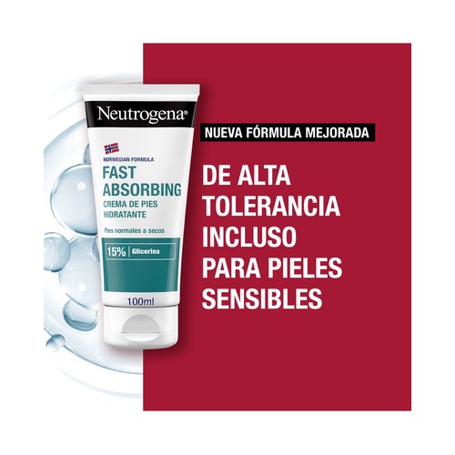 NEUTRÓGENA Crema de pies fórmula noruega, de absorción inmediata, para pies normales a secos 2 x 100 ml.