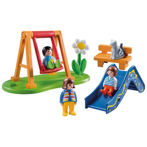 Conjunto de juego Parque infantil con 3 muñecos y gatito incluidos, 70130 PLAYMOBIL 123.